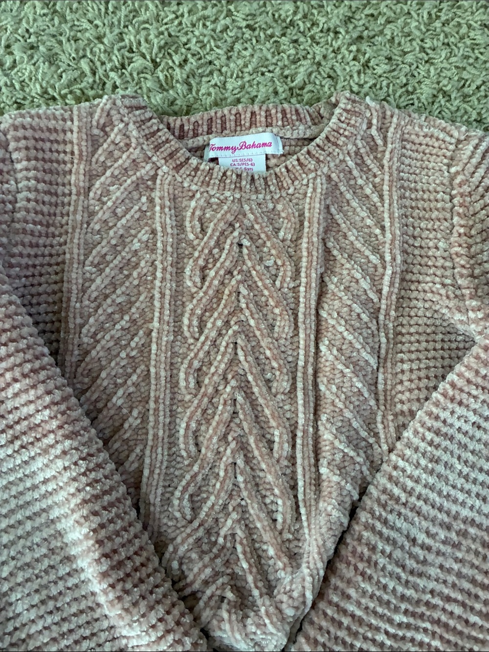 Tommy Bahama Blush Pink Cable Crewneck Sweater super soft